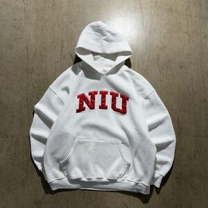 Northern Illinois Huskies Hoodie Sweatshirt Mens XL White NCAA Russell Athletic